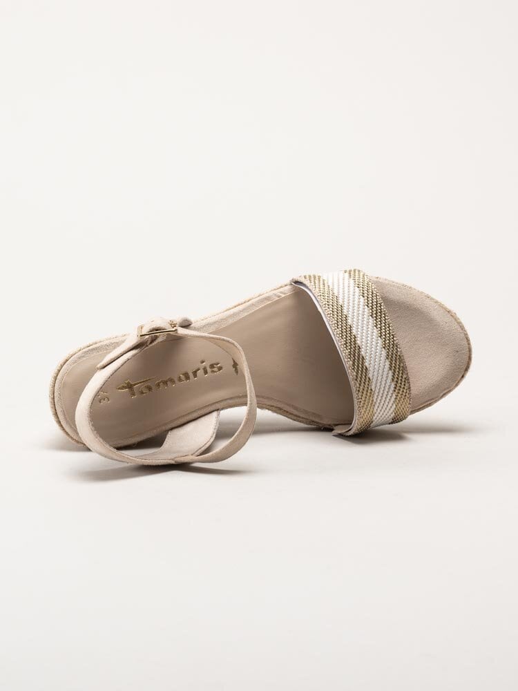 Tamaris - Beige kilklackade espadrillos i textil