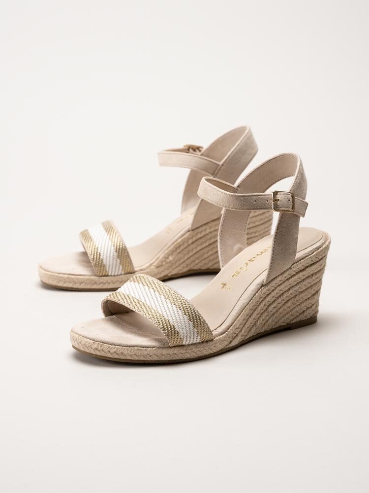 Tamaris - Beige kilklackade espadrillos i textil