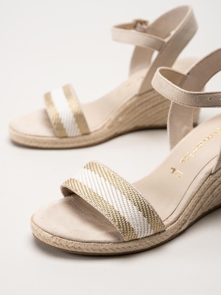 Tamaris - Beige kilklackade espadrillos i textil