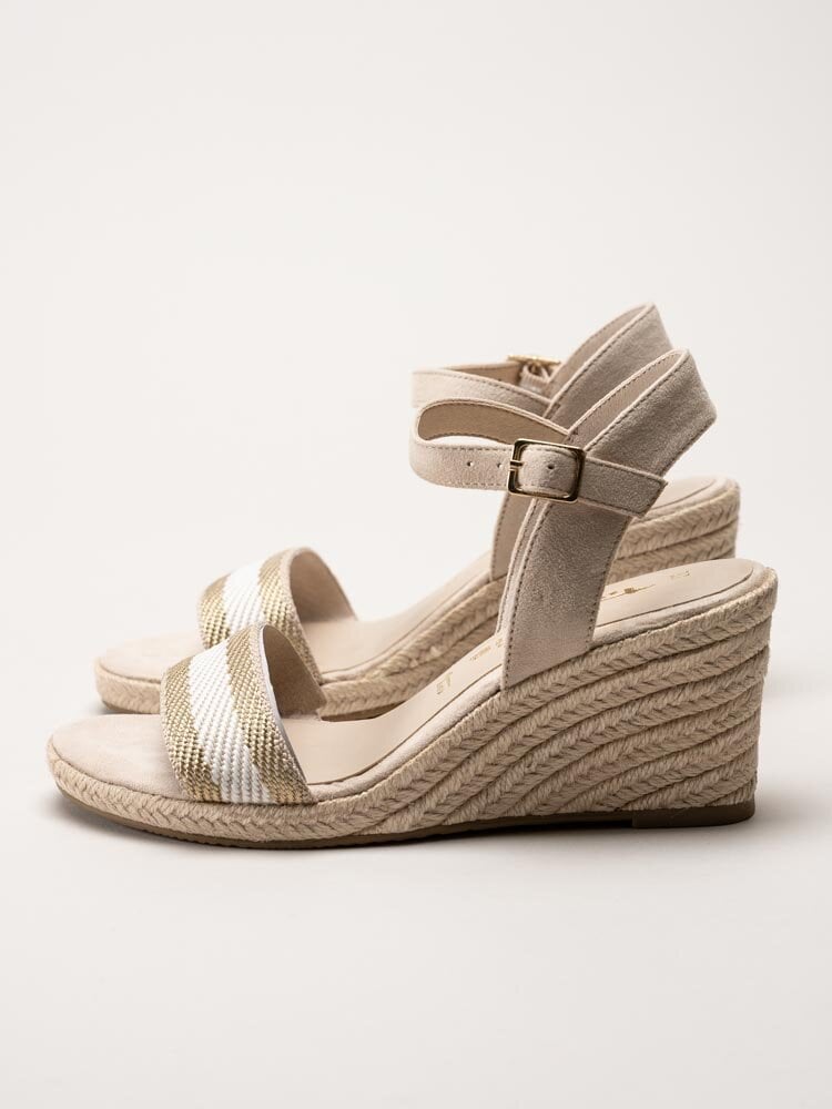 Tamaris - Beige kilklackade espadrillos i textil