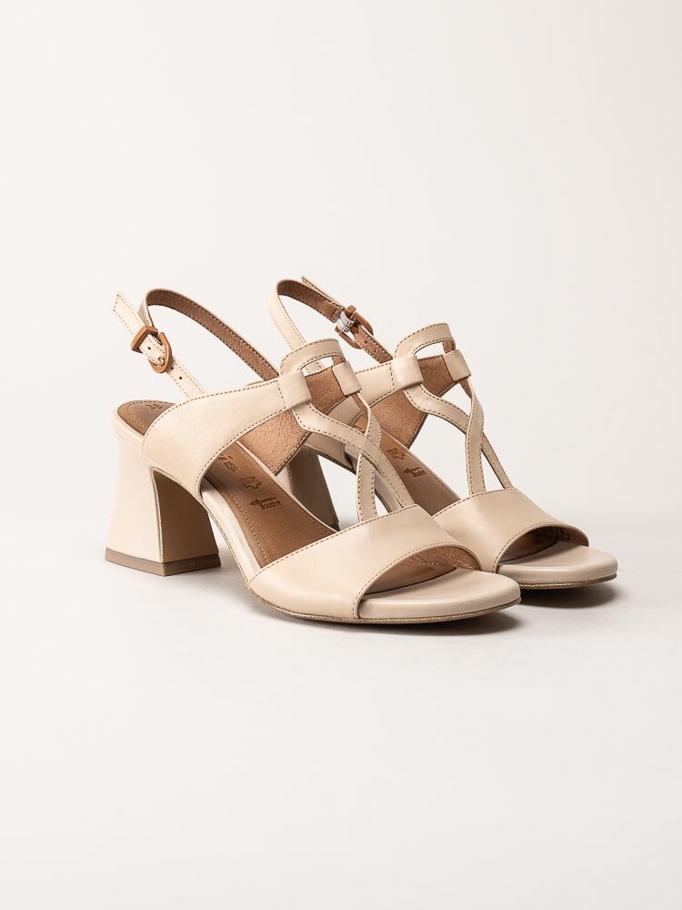 Tamaris - Beige sandaletter i skinn