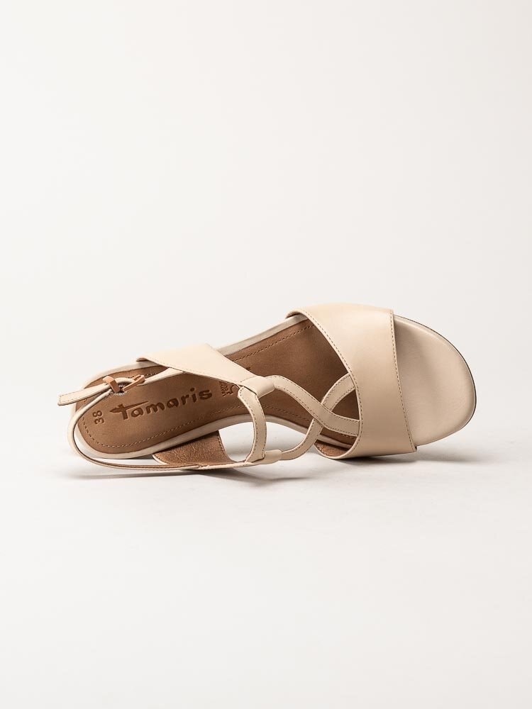 Tamaris - Beige sandaletter i skinn