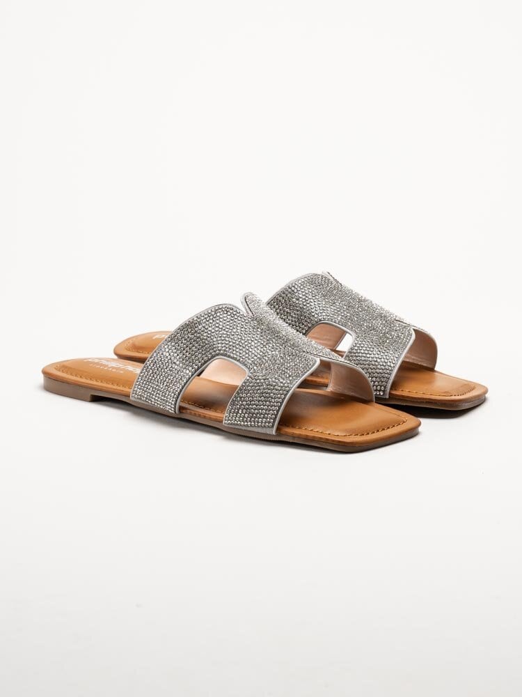 Philip Hog - Victoria - Silvriga slip in sandaler med strass