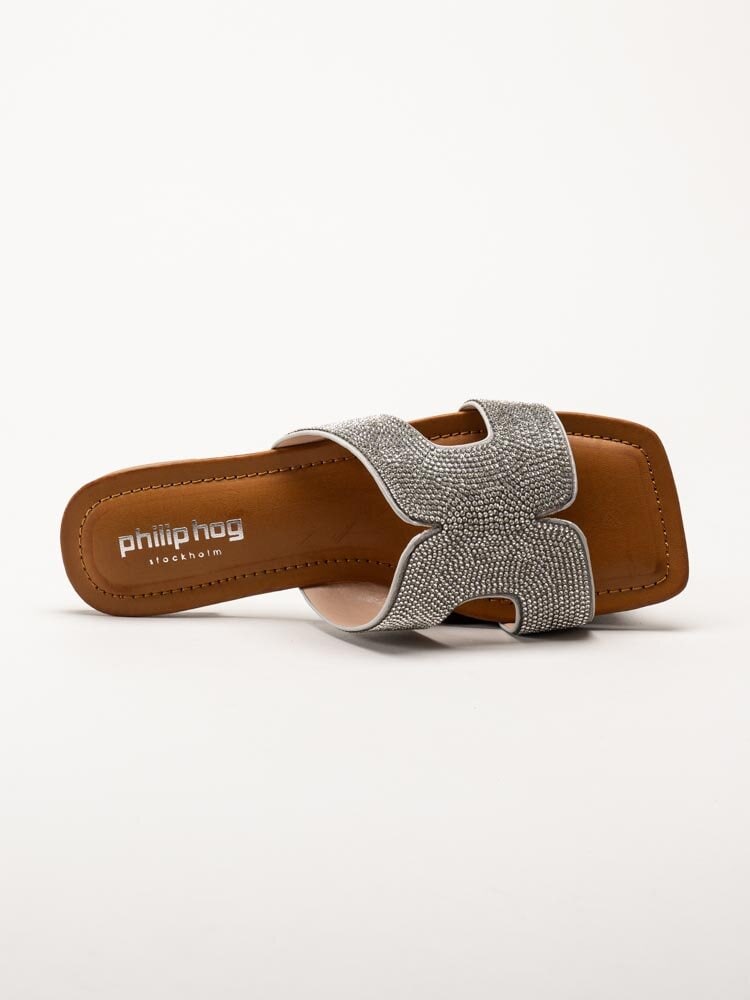 Philip Hog - Victoria - Silvriga slip in sandaler med strass