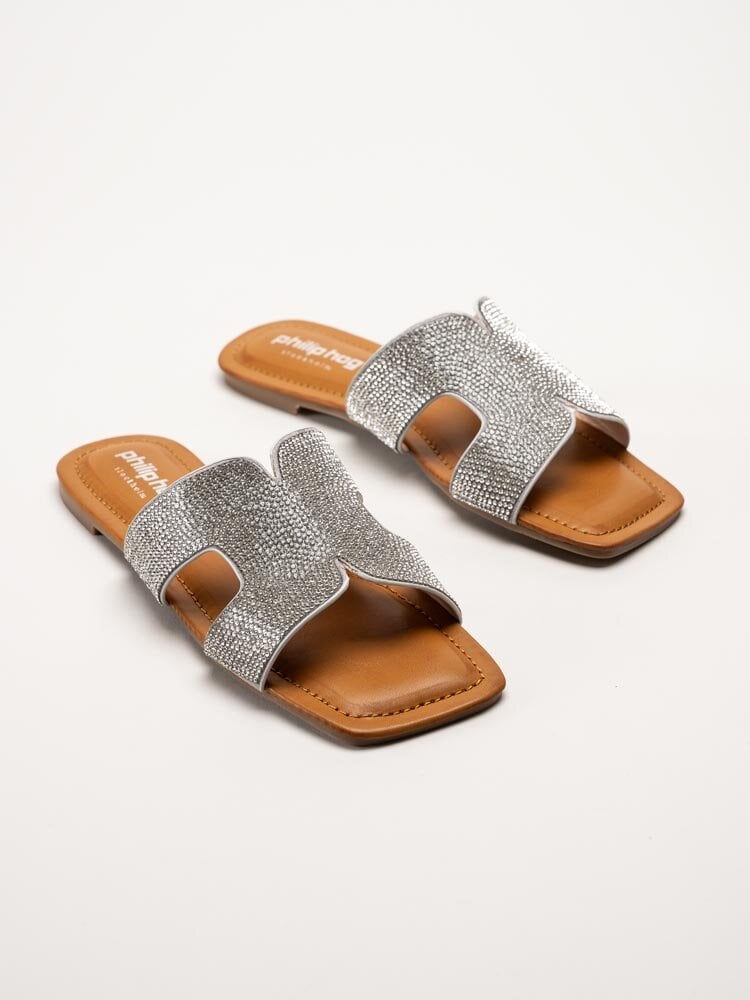 Philip Hog - Victoria - Silvriga slip in sandaler med strass