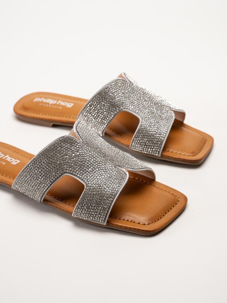 Philip Hog - Victoria - Silvriga slip in sandaler med strass