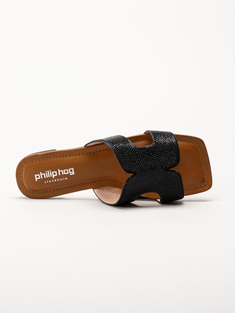 Philip Hog - Victoria - Svarta slip in sandaler med strass