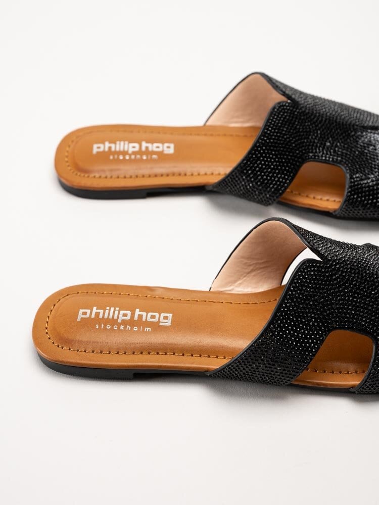 Philip Hog - Victoria - Svarta slip in sandaler med strass