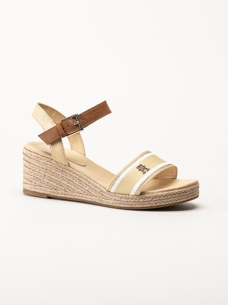 Tommy Hilfiger - Webbing Wedge Sandal - Beige kilklackade espadrillos