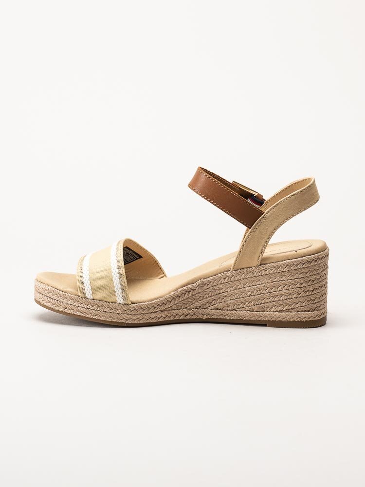 Tommy Hilfiger - Webbing Wedge Sandal - Beige kilklackade espadrillos