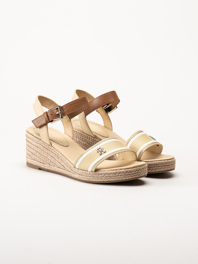 Tommy Hilfiger - Webbing Wedge Sandal - Beige kilklackade espadrillos