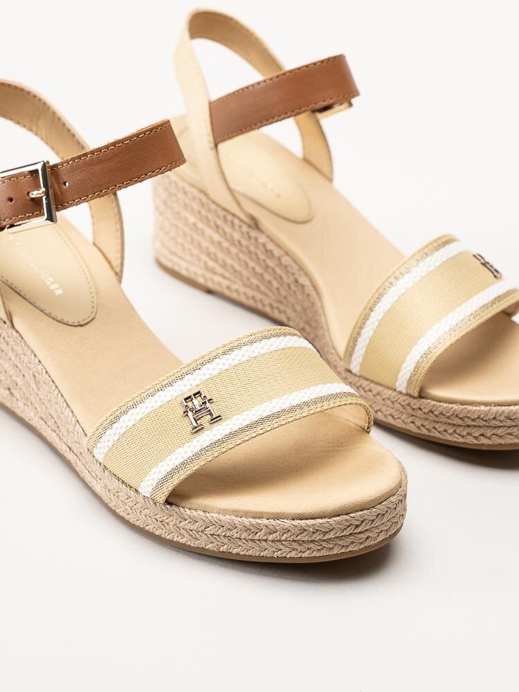 Tommy Hilfiger - Webbing Wedge Sandal - Beige kilklackade espadrillos