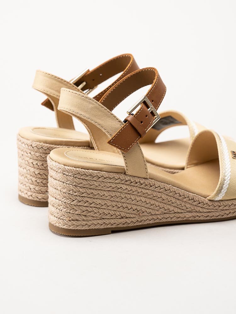 Tommy Hilfiger - Webbing Wedge Sandal - Beige kilklackade espadrillos