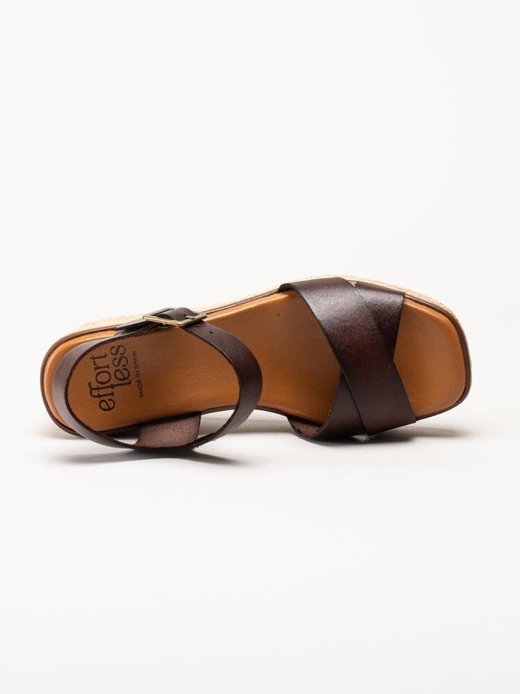 Effortless - Mörkbruna kilklackade sandaletter