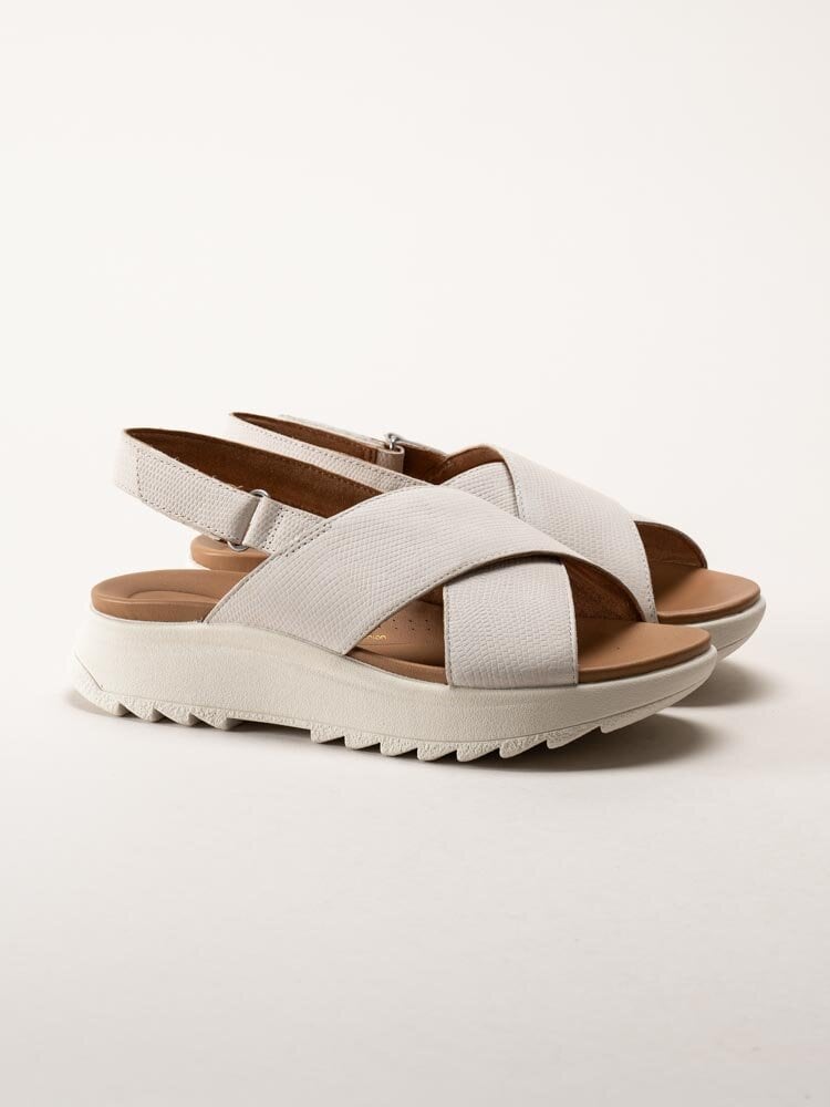 Clarks - DashLite Wish D - Vita platåsandaler i skinn