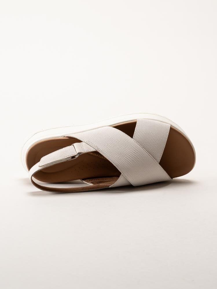 Clarks - DashLite Wish D - Vita platåsandaler i skinn