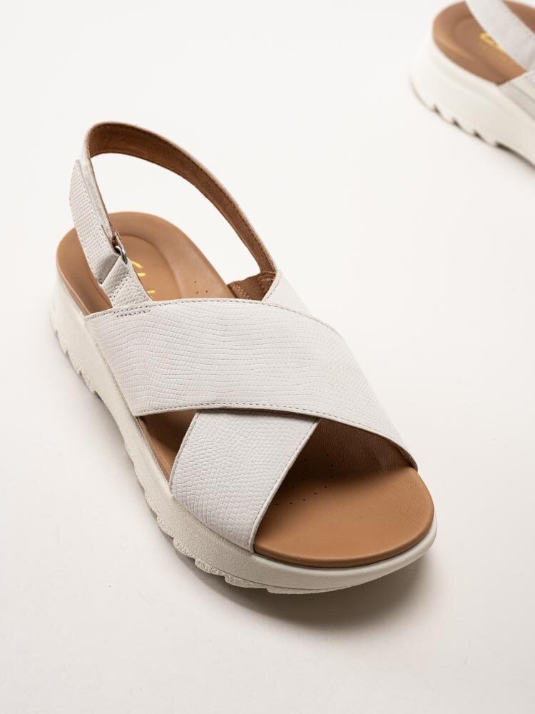 Clarks - DashLite Wish D - Vita platåsandaler i skinn
