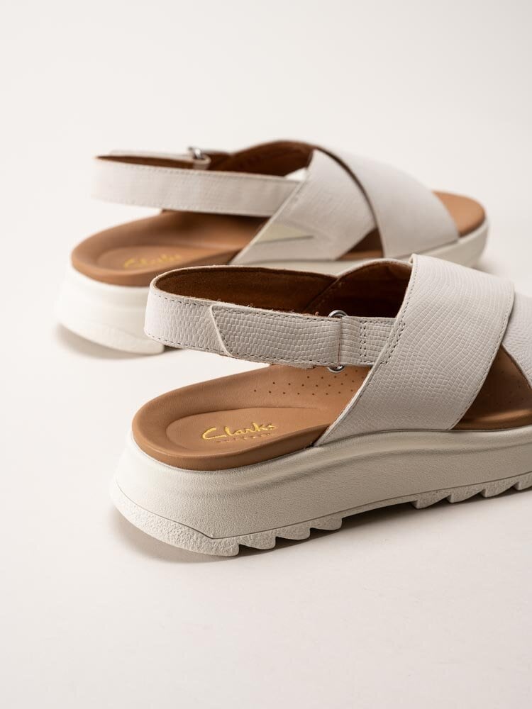 Clarks - DashLite Wish D - Vita platåsandaler i skinn