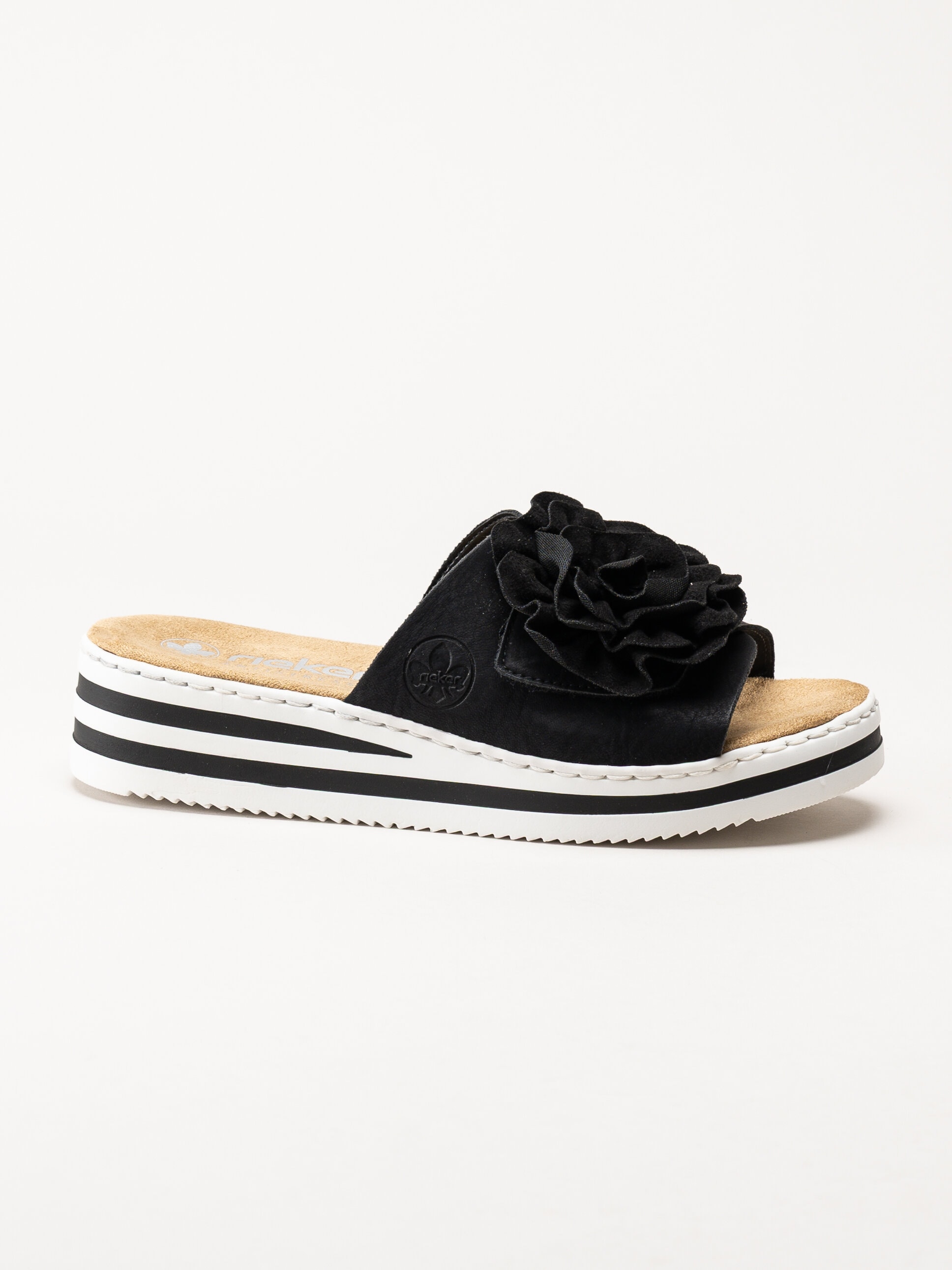 Rieker - Svarta slip in sandaler med rosett