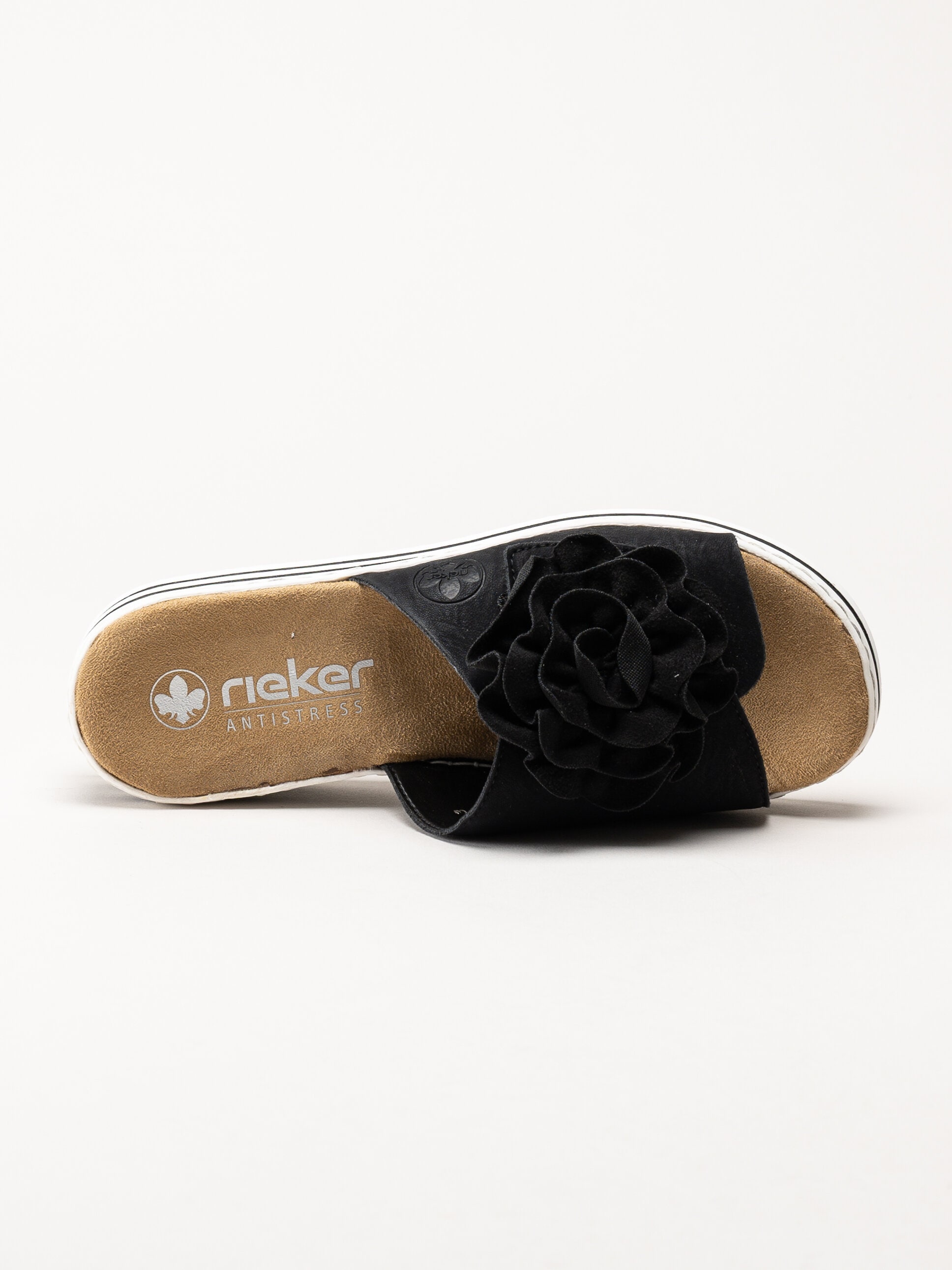 Rieker - Svarta slip in sandaler med rosett