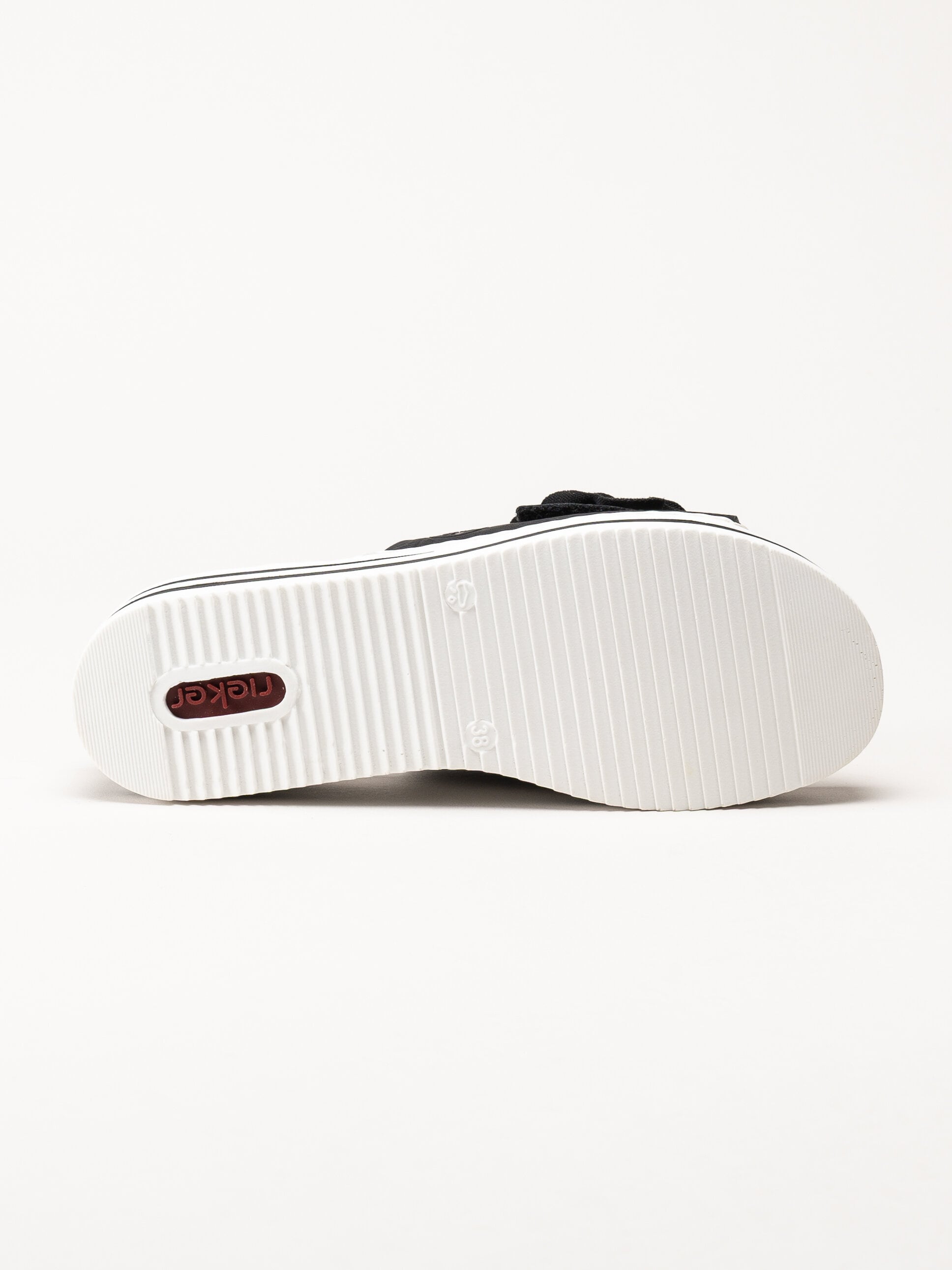 Rieker - Svarta slip in sandaler med rosett