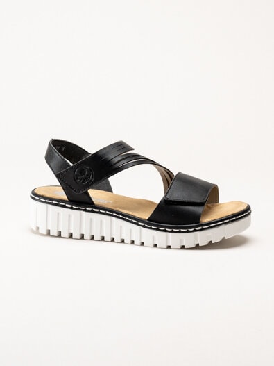 Rieker - Svarta sandaler med kardborre