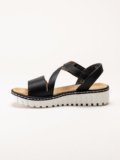 Rieker - Svarta sandaler med kardborre