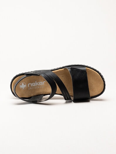 Rieker - Svarta sandaler med kardborre