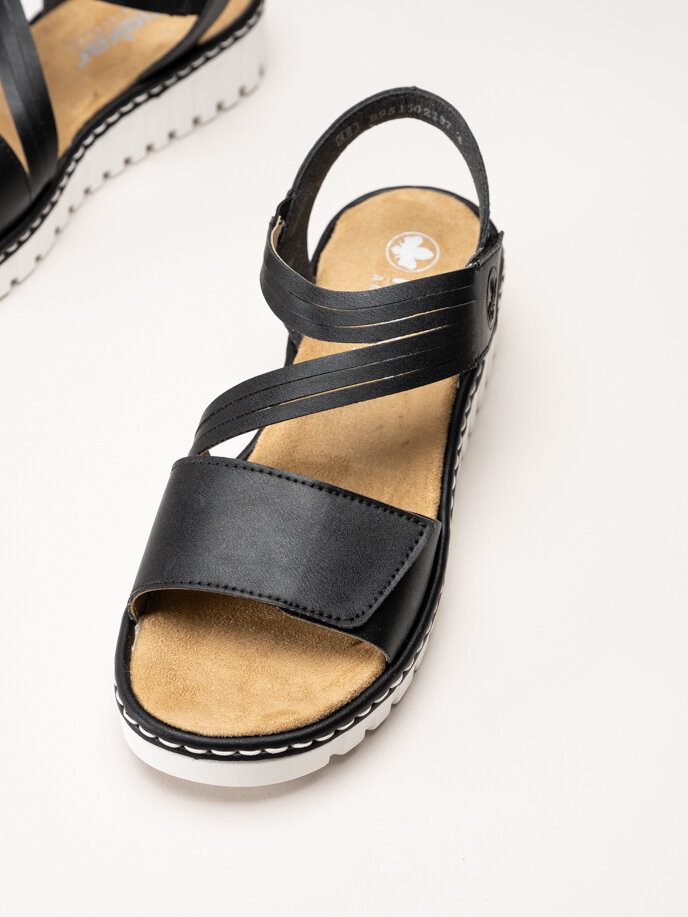 Rieker - Svarta sandaler med kardborre