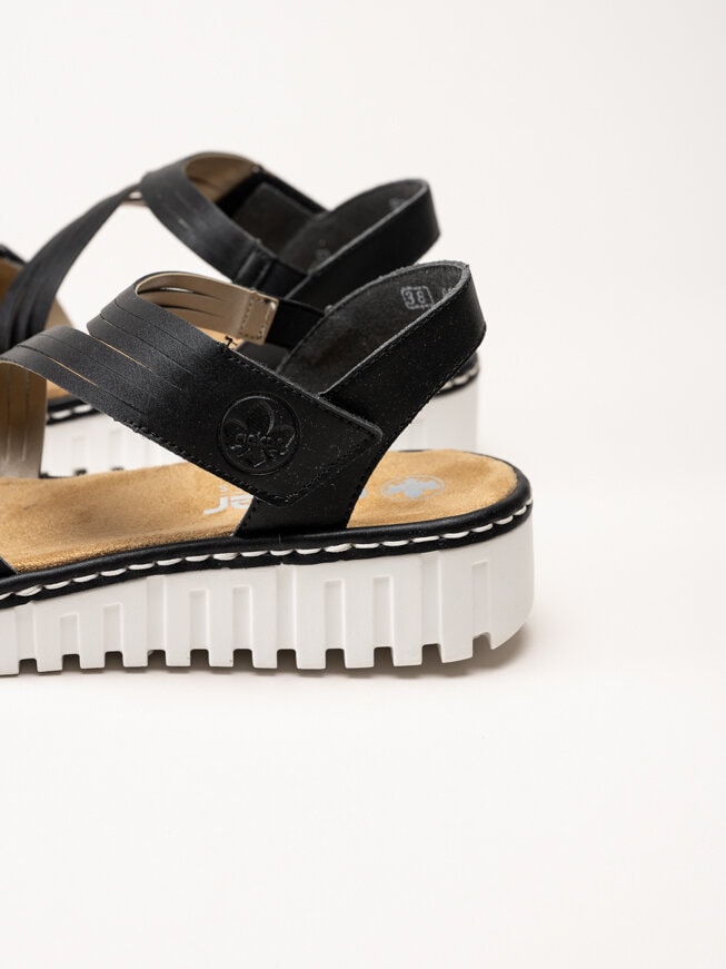 Rieker - Svarta sandaler med kardborre