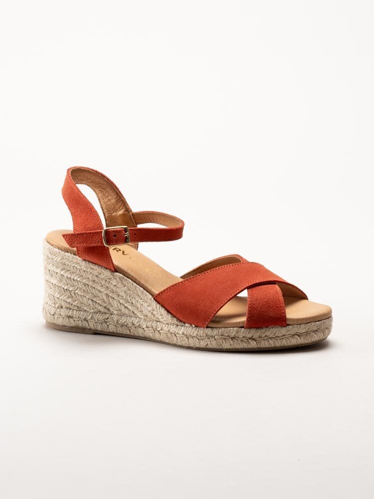 Alberville - Vendy Suede Elche - Röda kilklackade sandaletter i mocka