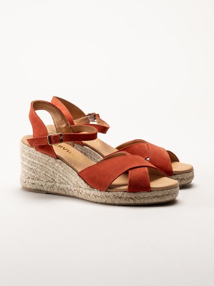 Alberville - Vendy Suede Elche - Röda kilklackade sandaletter i mocka