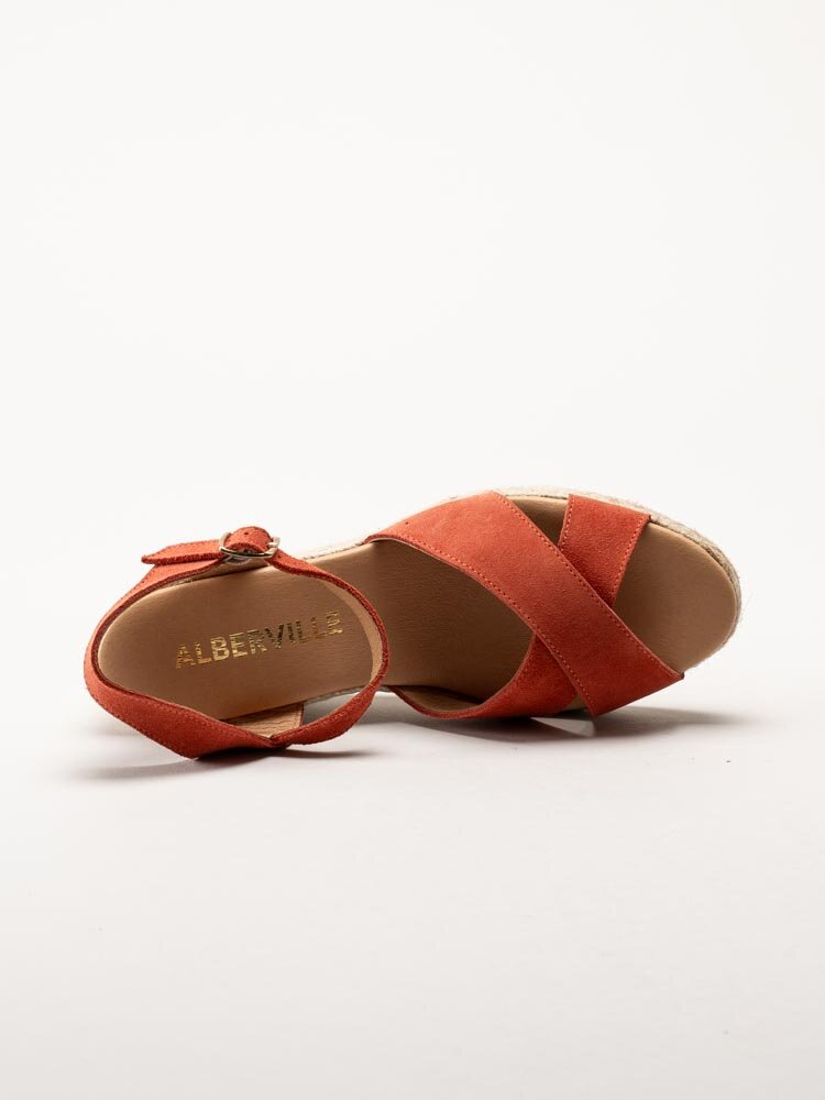 Alberville - Vendy Suede Elche - Röda kilklackade sandaletter i mocka