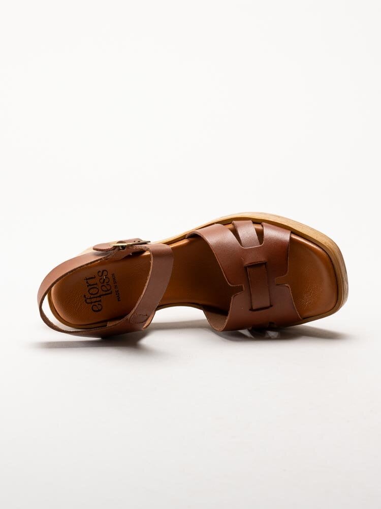 Effortless - Bruna skinnsandaletter med klack