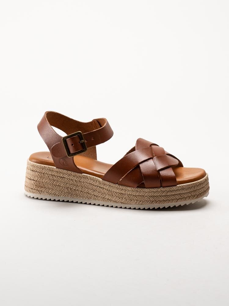 Effortless - Bruna kilklackade sandaletter i skinn