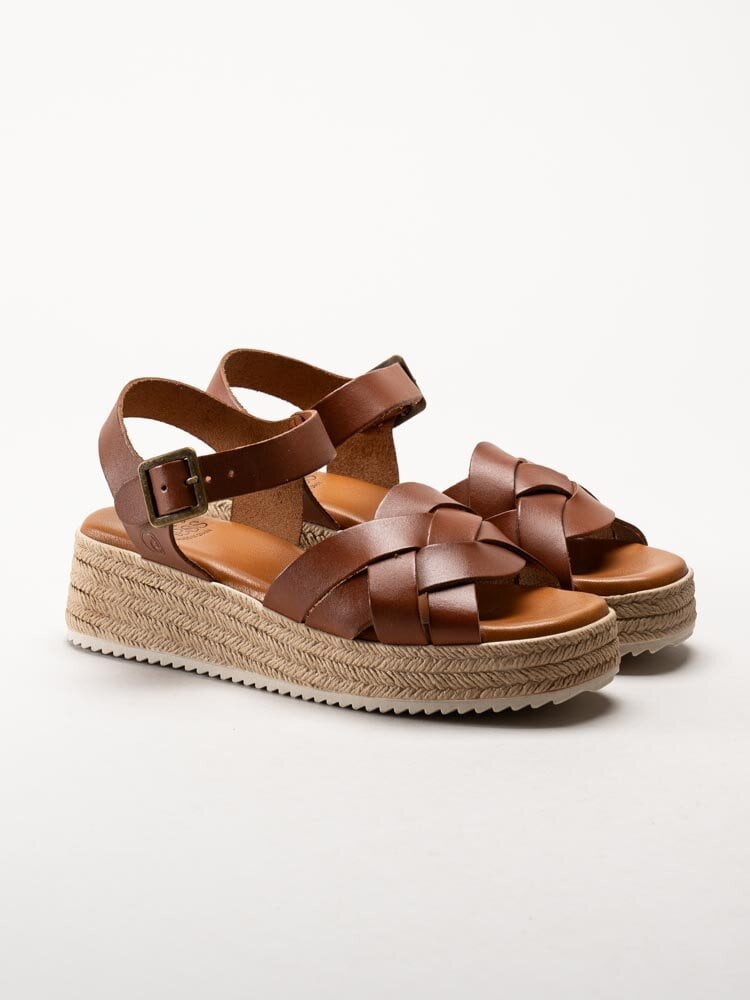 Effortless - Bruna kilklackade sandaletter i skinn