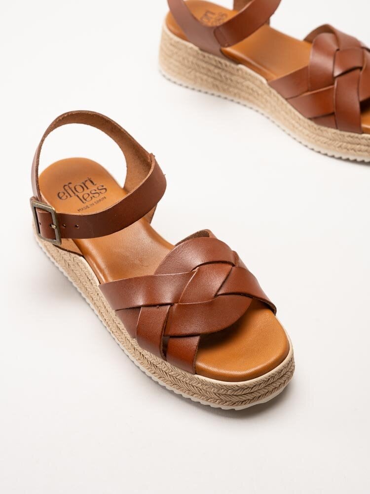 Effortless - Bruna kilklackade sandaletter i skinn