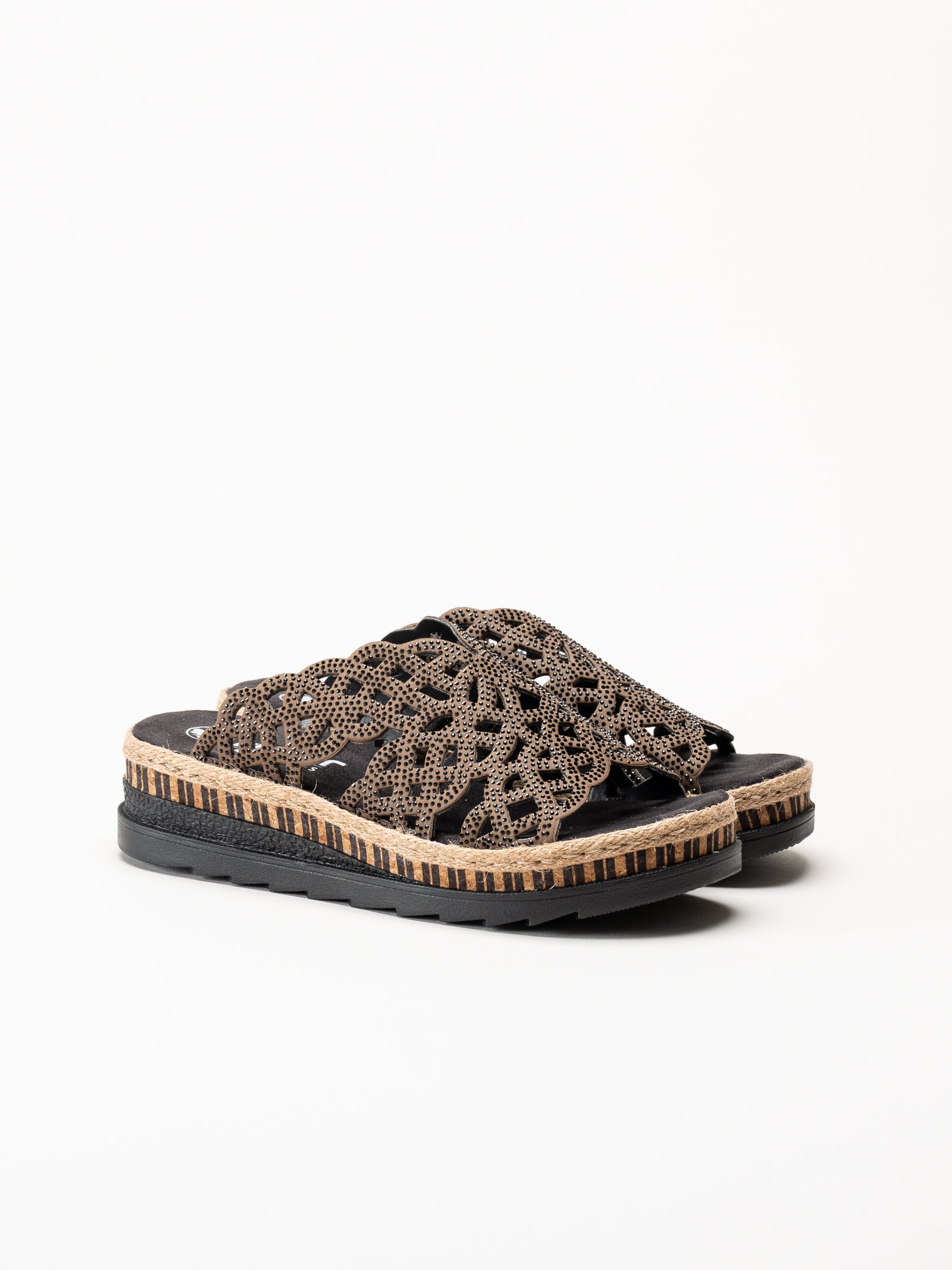 Rieker - Mörkbruna slip in sandaler