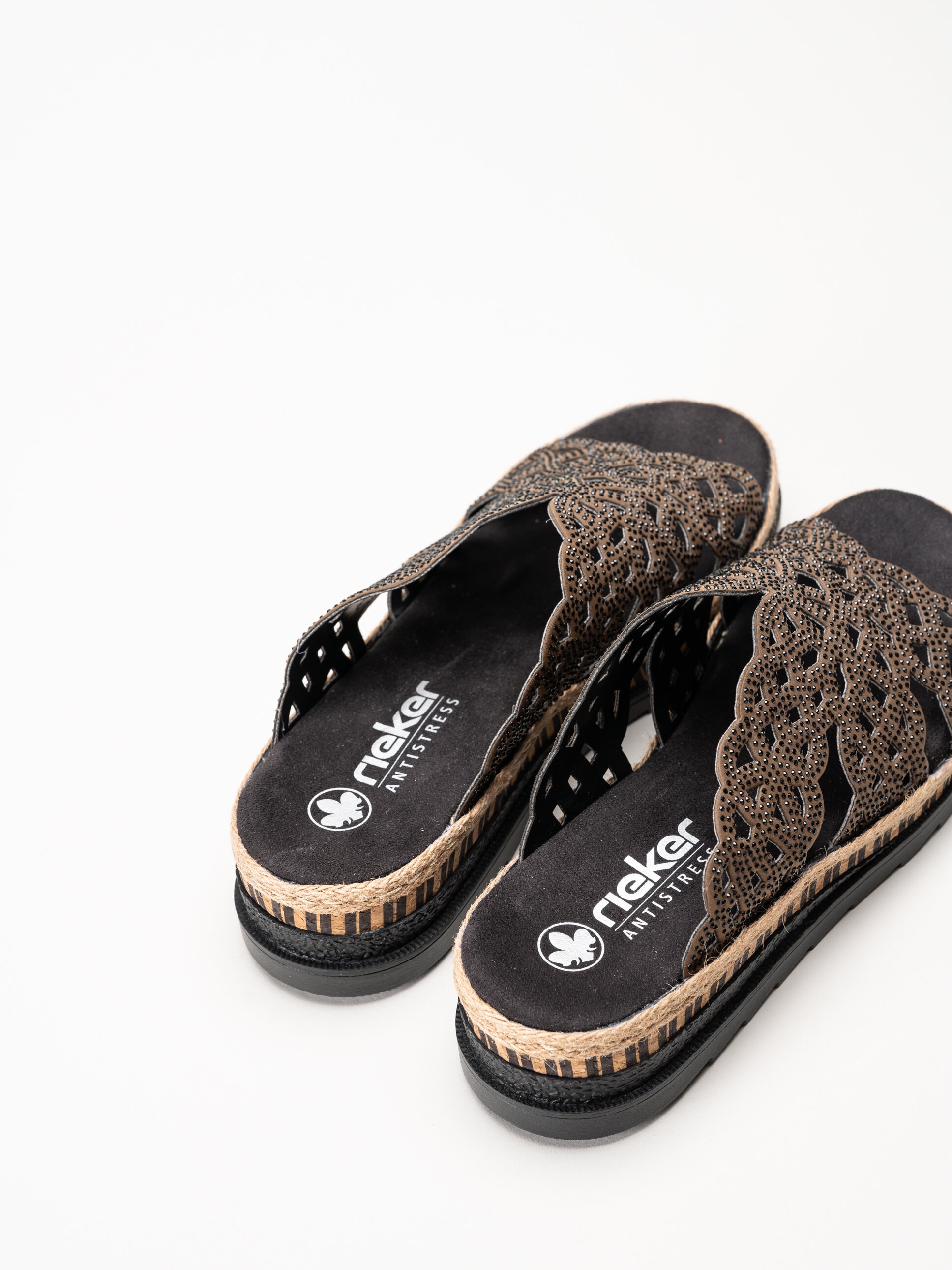 Rieker - Mörkbruna slip in sandaler