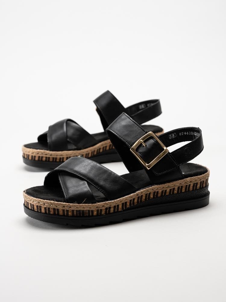 Rieker - Svarta platåsandaler