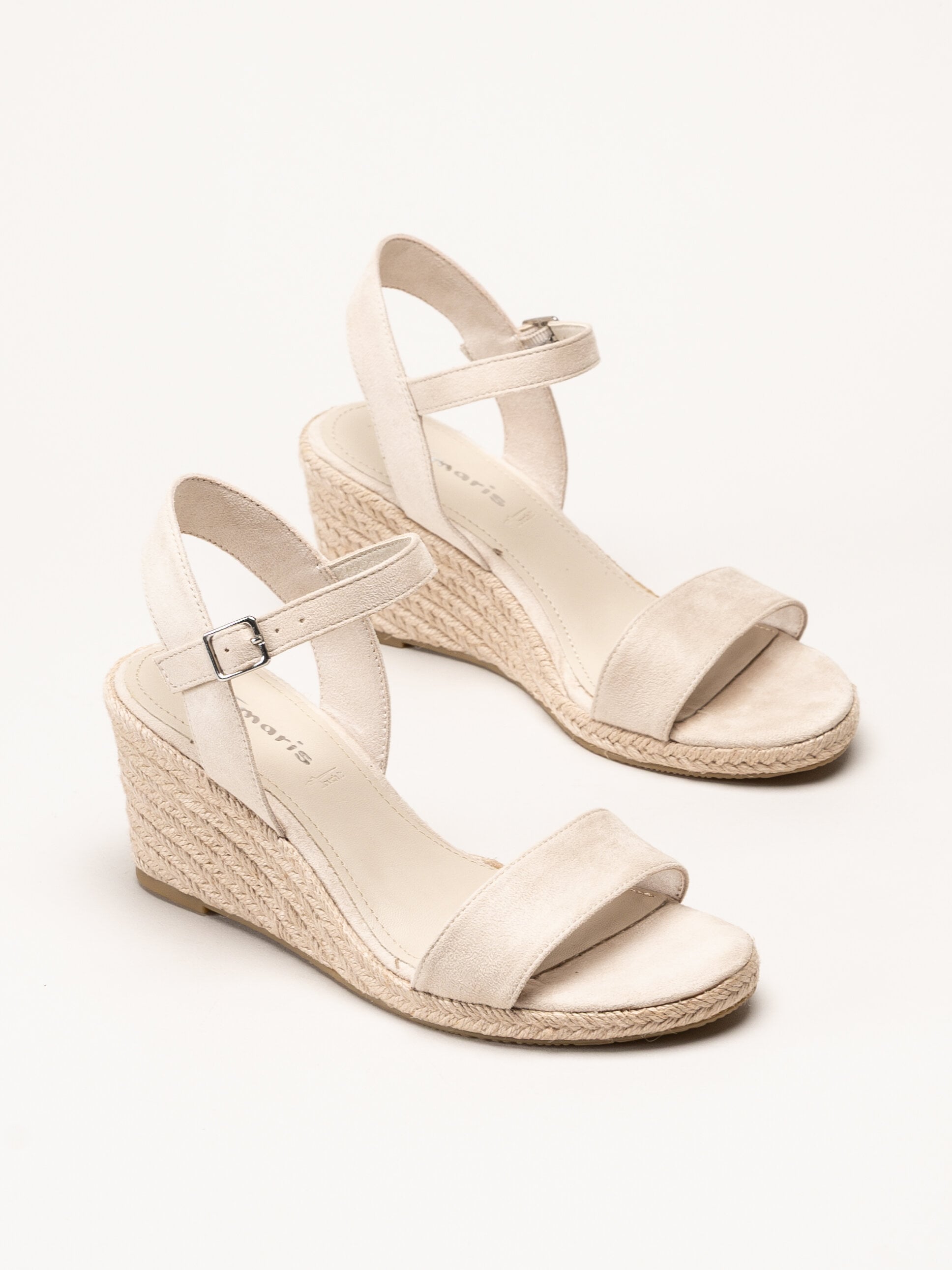 Tamaris - Beige espadrillos med kilklack