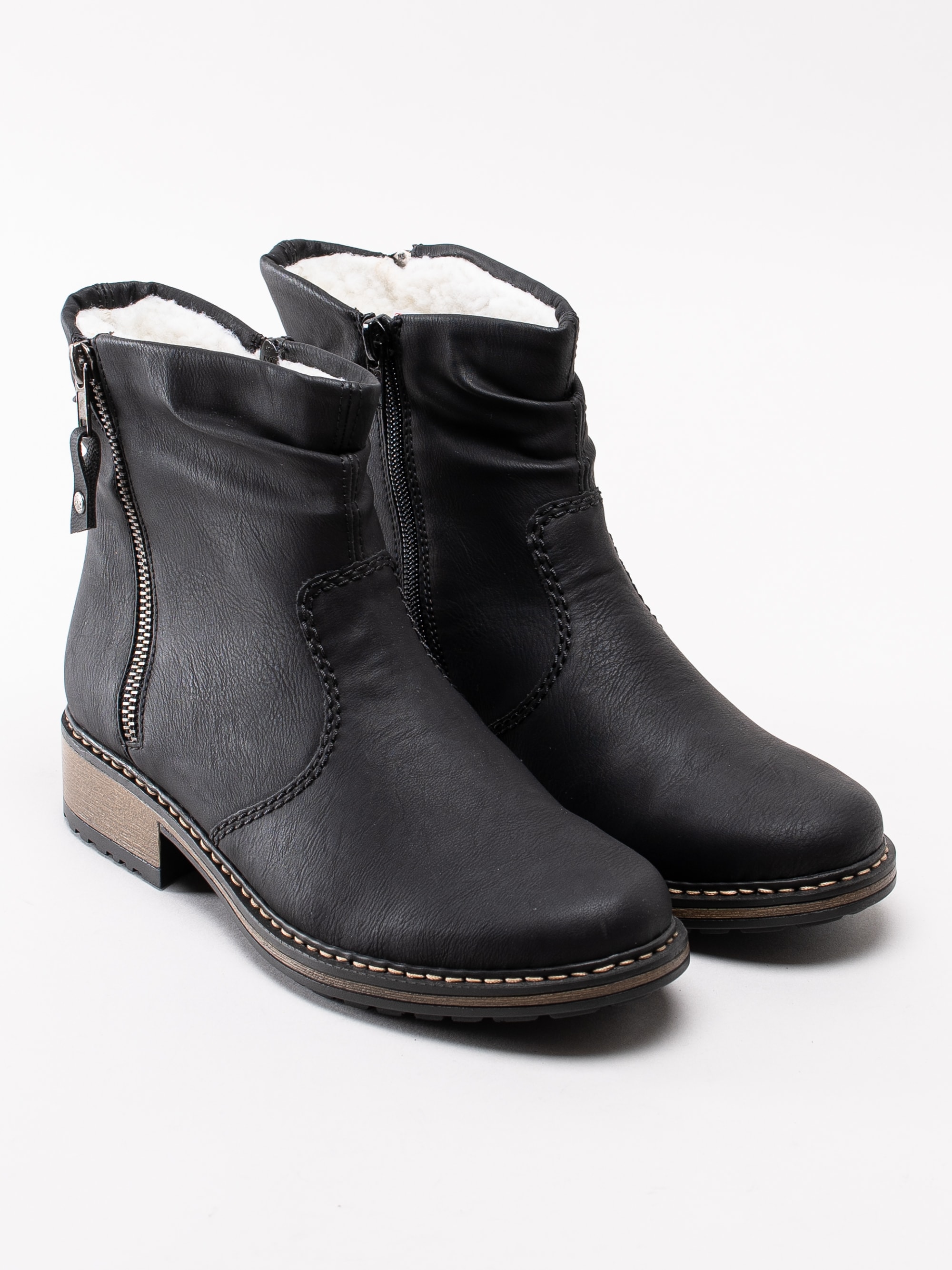 07193061 Rieker Z6841-01 svarta varmfodrade boots med dekorzip-3
