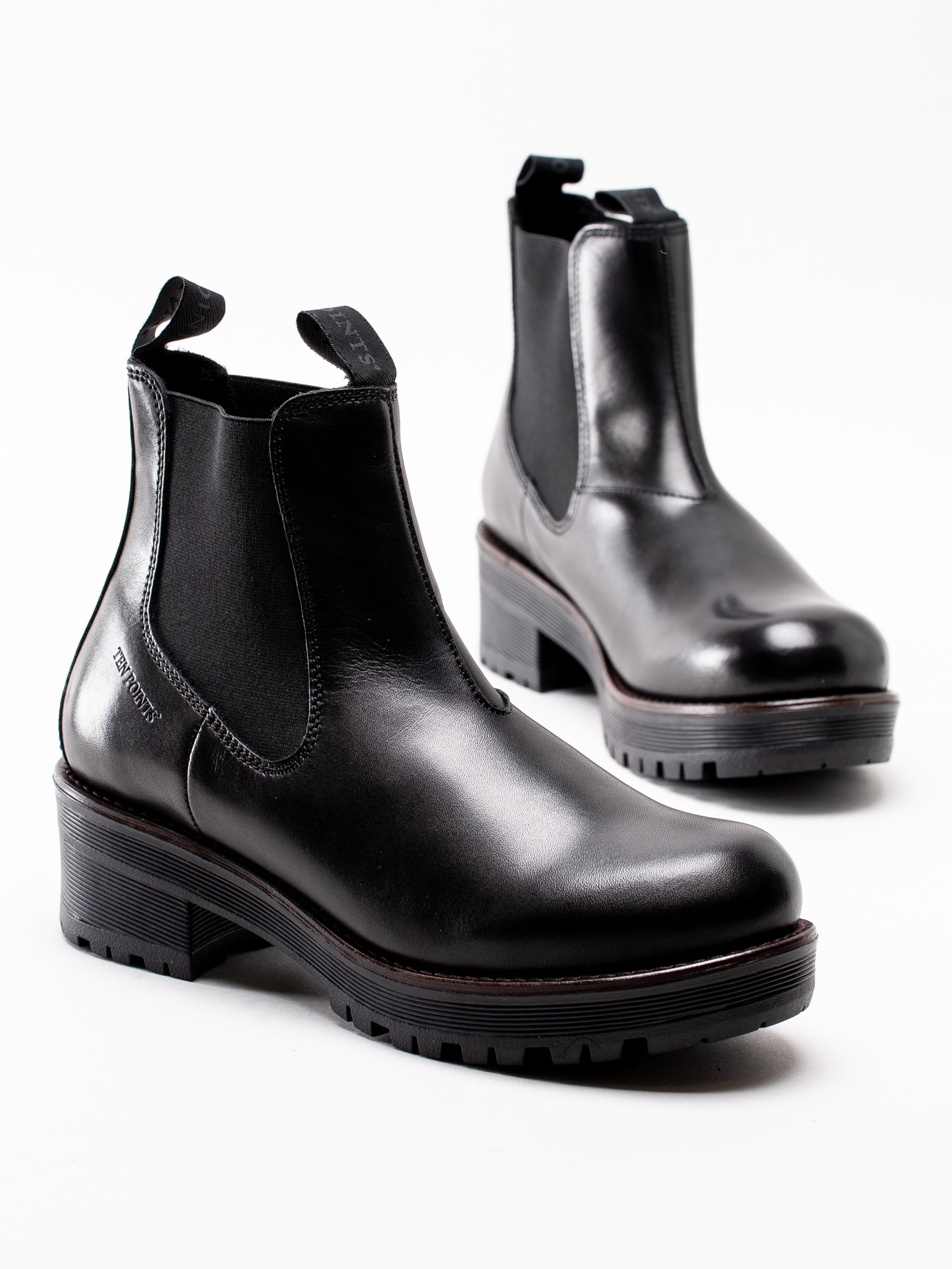 07193084 Ten Points Clarisse Elastic 238001-101 svarta chelsea boots med grov sula och hällor-6
