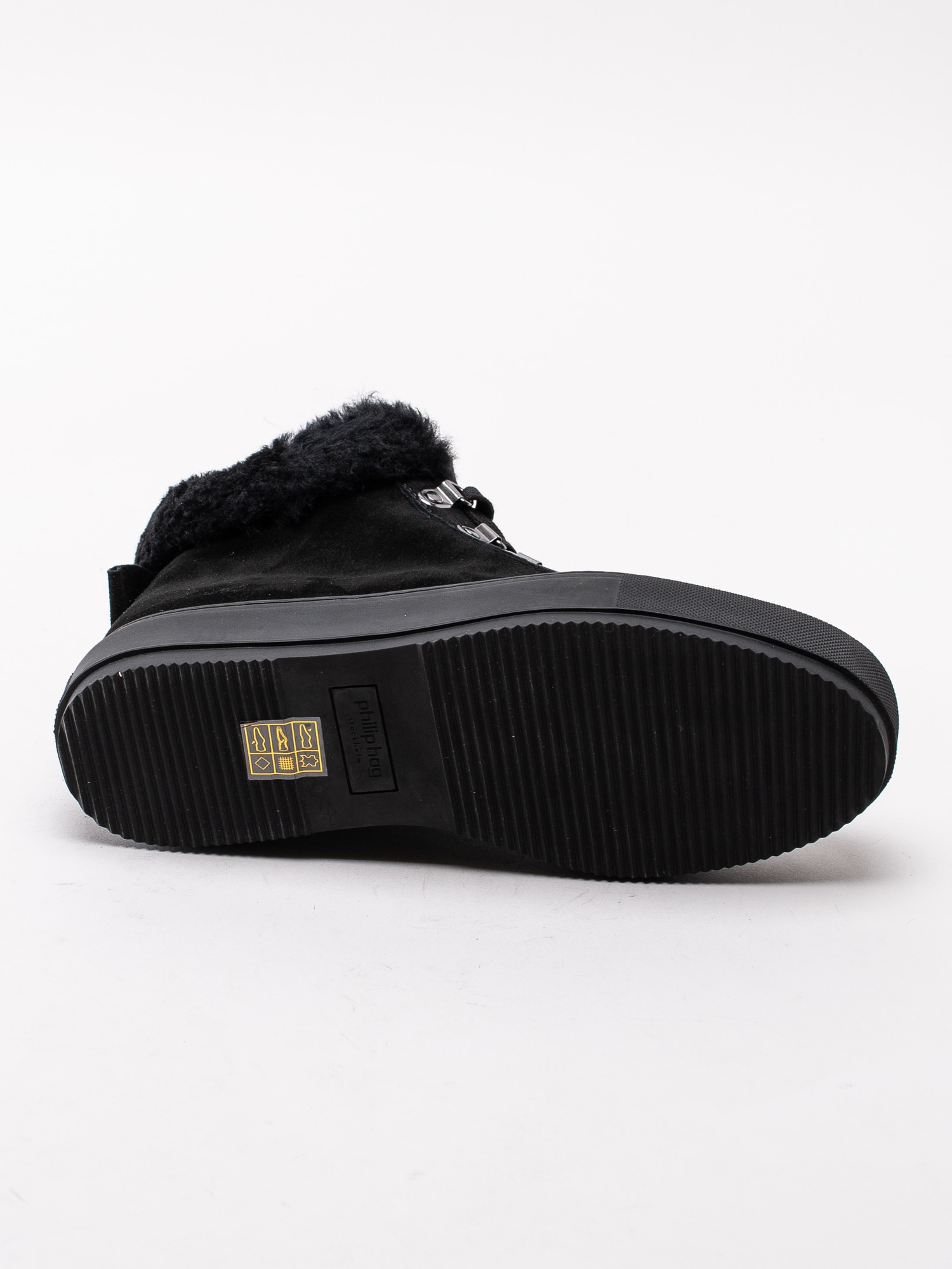 07193120 Philip Hog Alma Black svarta höga sneakers med skaftmudd i fuskpäls-3