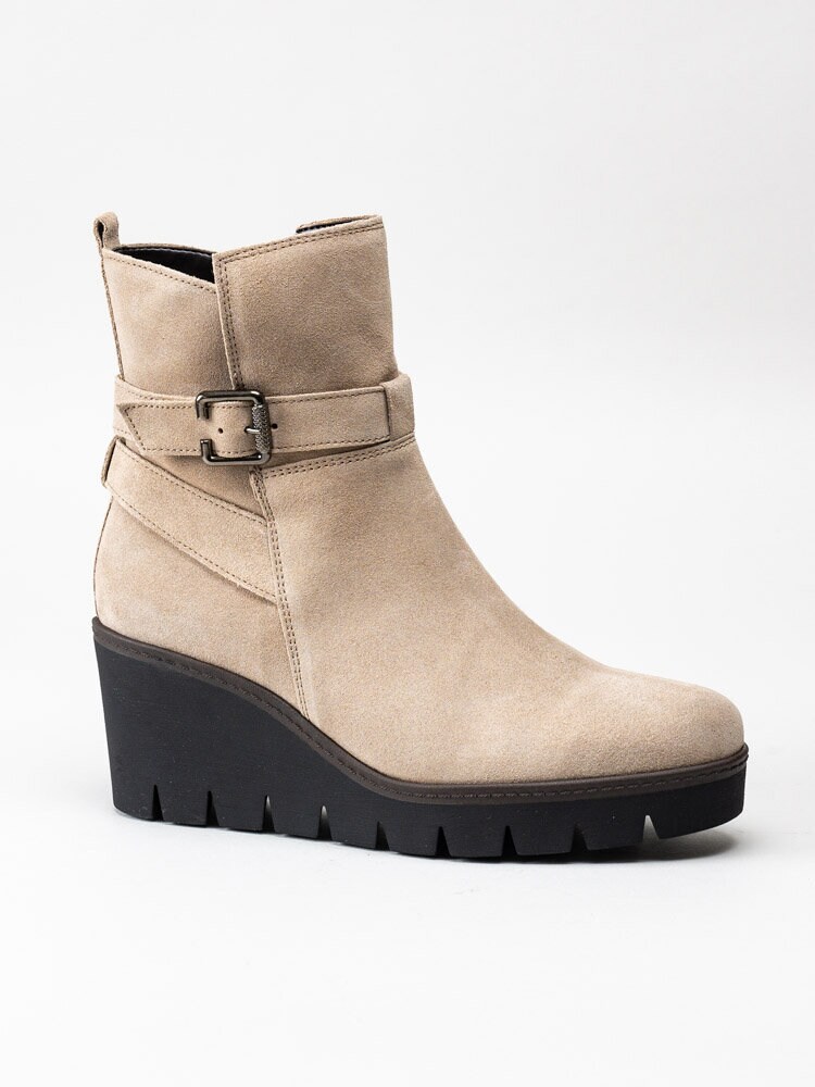 Gabor - Beige kilklackade boots i mocka