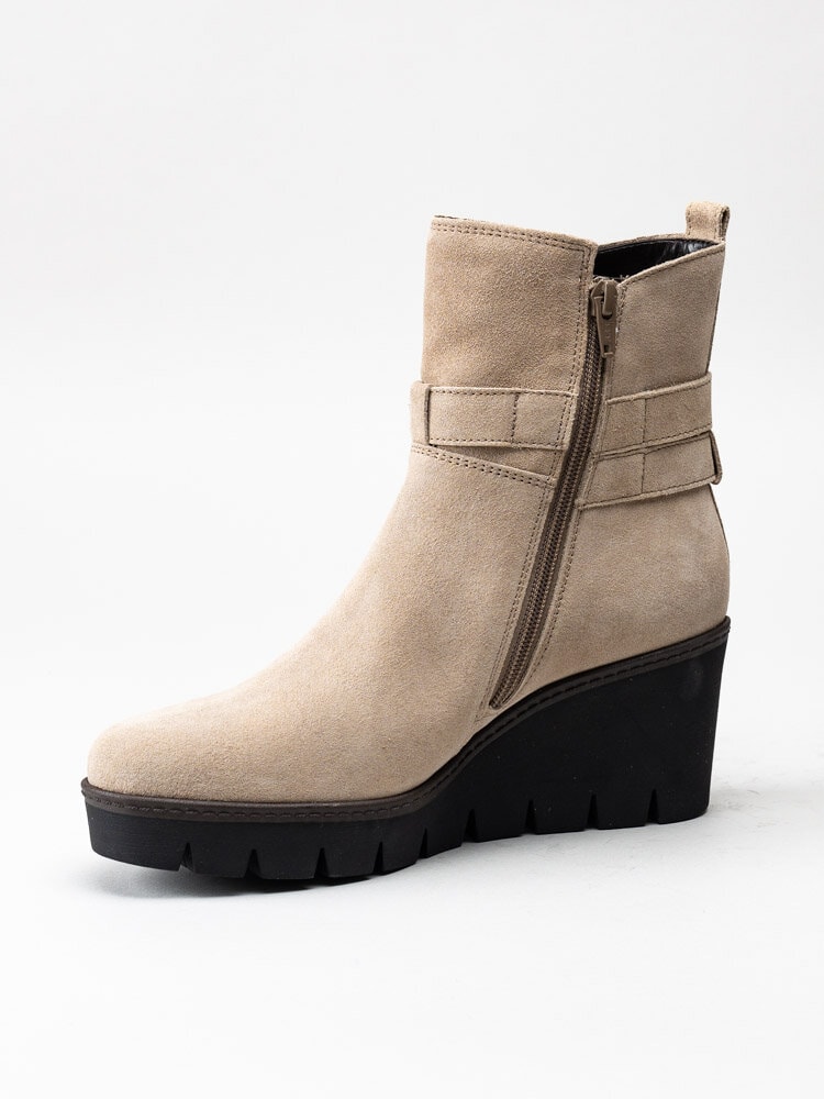 Gabor - Beige kilklackade boots i mocka