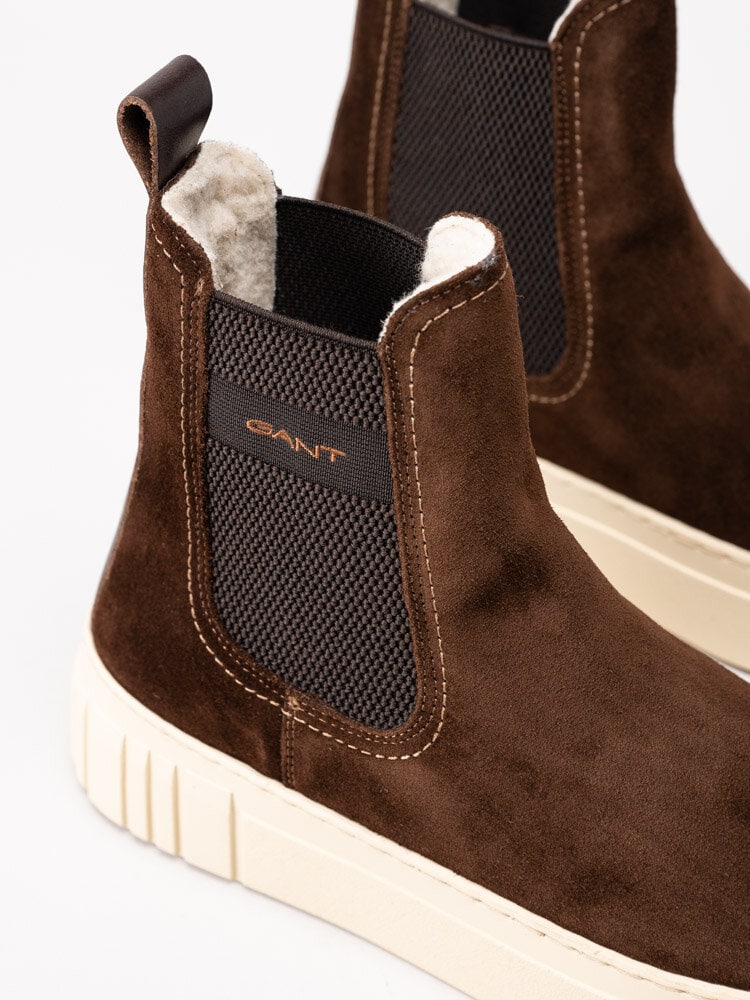 Gant Footwear - Snowmont - Mörkbruna ullfodrade chelsea boots i mocka