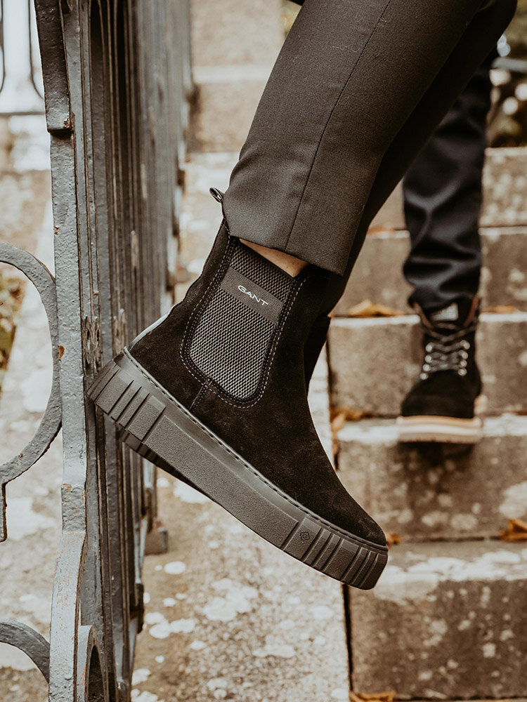 Gant Footwear - Snowmont - Svarta ullfodrade chelsea boots i mocka