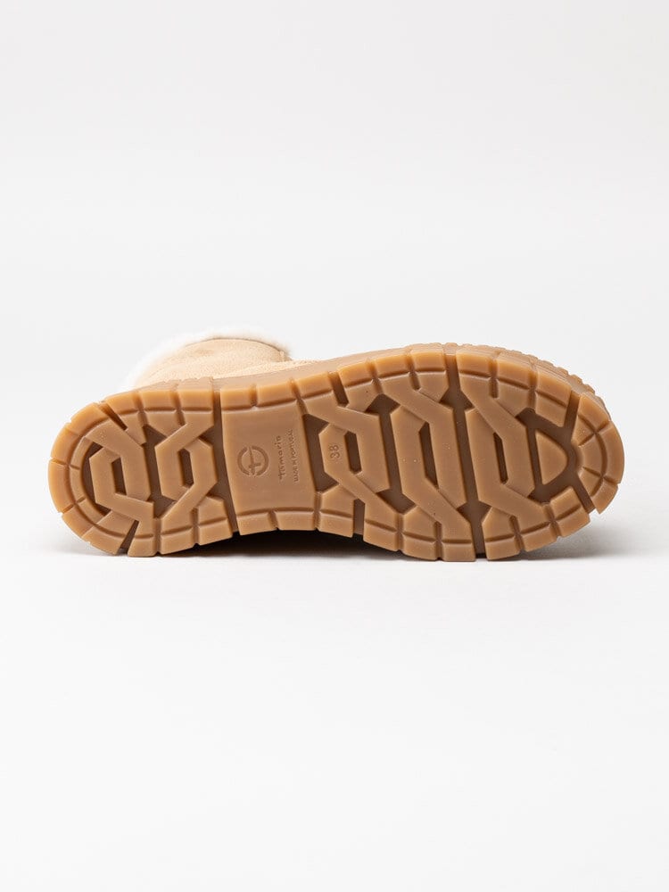 Tamaris - Beige fodrade kängor med platåsula