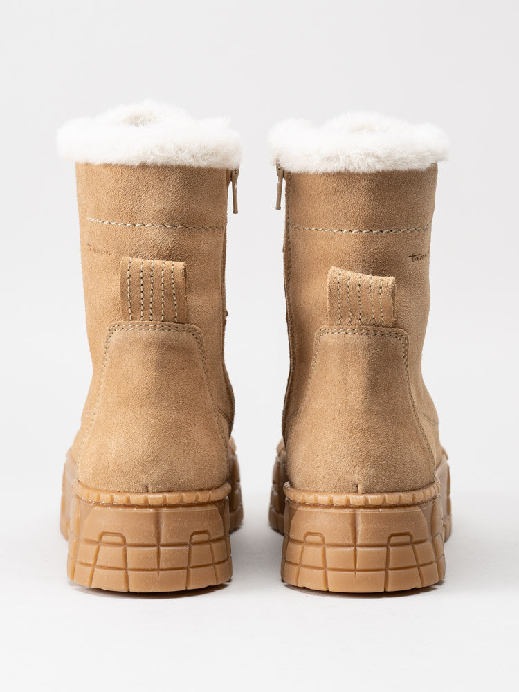 Tamaris - Beige fodrade kängor med platåsula
